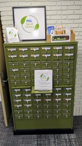 Green card catalog used to house the Seed Library.